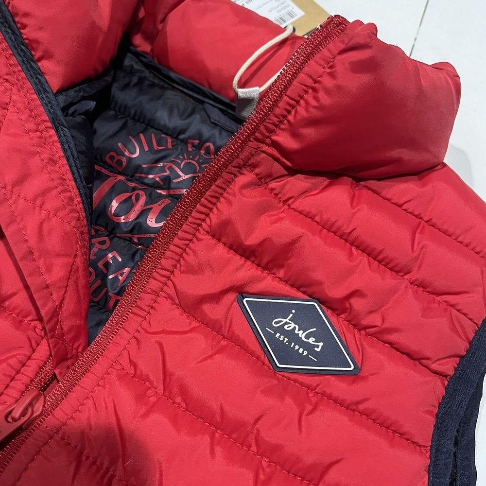 Joules Kids 7-8y Padded Vest  Puffer Front Zip‎ Red Jacket Outerwear Valentines